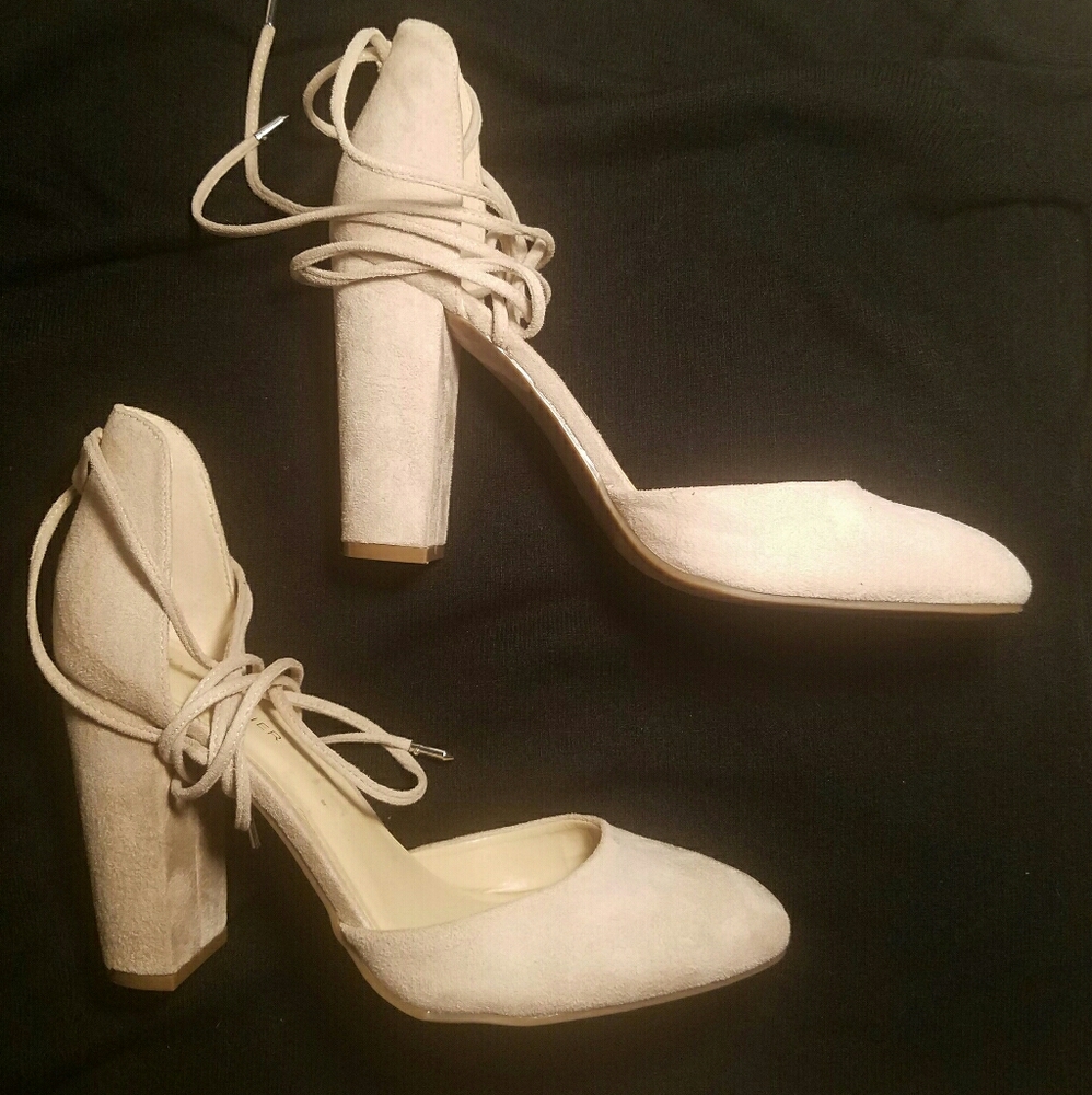 Marc Fisher Cream Suede wrap Heels